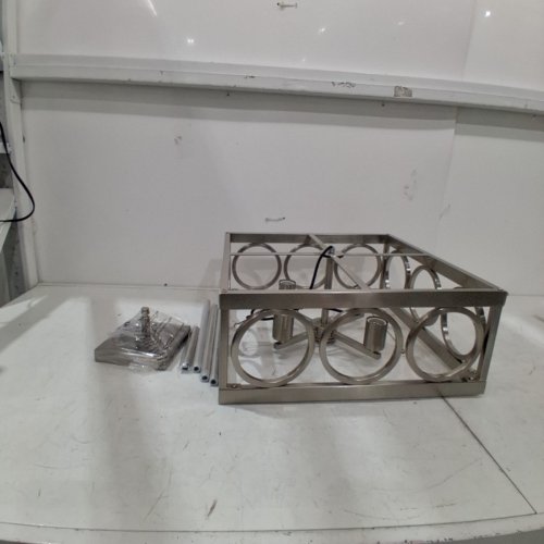 XINGQI 4-LIGHT RECTANGULAR CAGE CHANDELIER - 13" X 9.7" X 5.7" - BRUSHED NICKEL (MODEL: XY088-BN) image 2