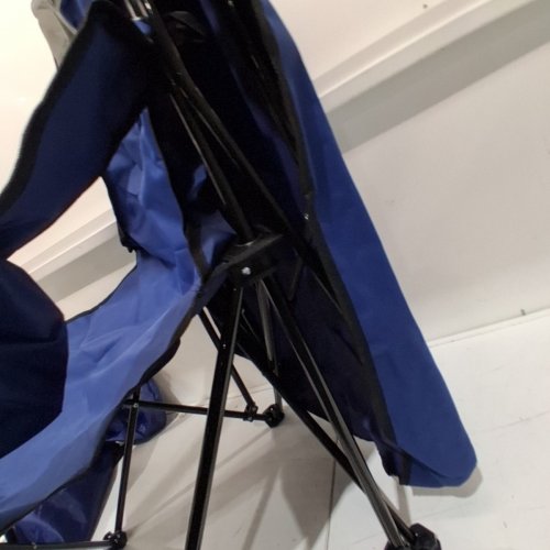 OVERMONT FOLDING CAMPING CHAIR WITH COOLER POCKET AND CANOPY/SUN SHADE - 330 LBS MAX - BLUE/GREY image 4