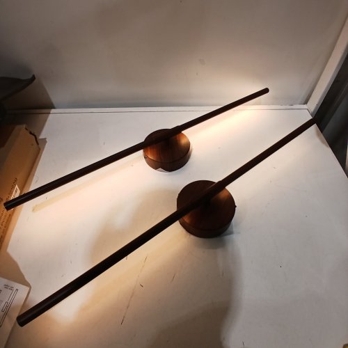 2PK BIG FORTUNATER BATTERY OPERATED WALL SCONCES WITH REMOTE CONTROL DIMMABLE LED - 15800 MAH - 3000K - WOOD image 2