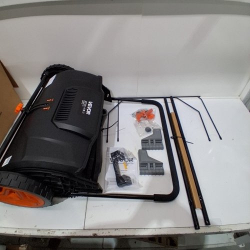 HEAVY DUTY PUSH LAWN SWEEPER WITH MESH COLLECTION HOPPER BAG - 21" - BLACK/ORANGE (MODEL: S19-001A) image 2