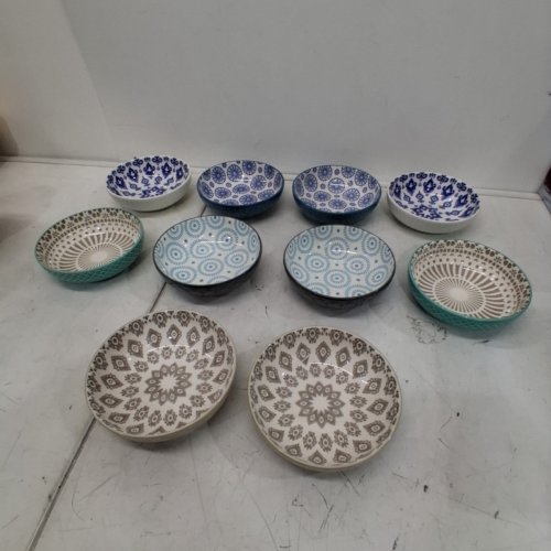 10PK SIGNATURE HOUSEWARES CERAMIC PATTERNED BOWLS - 13.5OZ - ASSORTED COLOURS (MODEL: 1703468) image 3