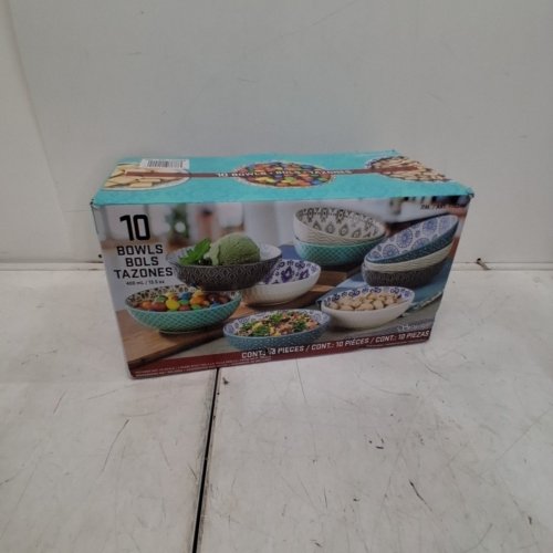 10PK SIGNATURE HOUSEWARES CERAMIC PATTERNED BOWLS - 13.5OZ - ASSORTED COLOURS (MODEL: 1703468) image 4