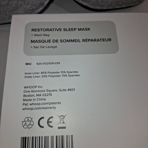 WHOOP RESTORATIVE SLEEP MASK WITH WASH BAG - GRAY image 2