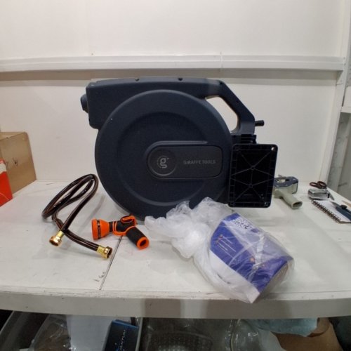GIRAFFE TOOLS HOSE REEL SLOW RETURN RETRACTABLE SYSTEM - 5/8" X 115FT - GREY/ORANGE (MODEL: GWRA5V004) image 2