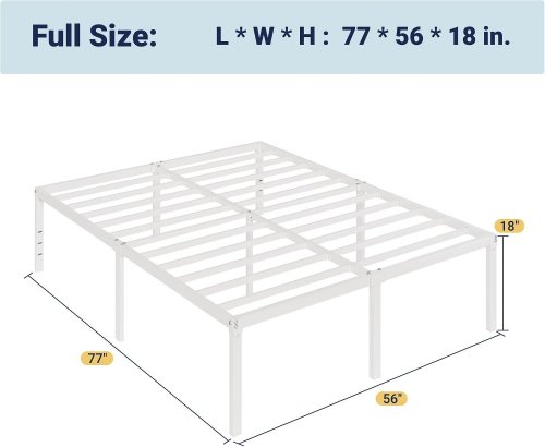 ALLEWIE METAL BED FRAME WITH UNDER-BED STORAGE SPACE - 18" FULL - WHITE - (MODEL: WDLWCTTC002) image 2