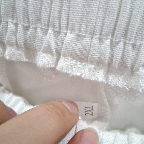WOMEN'S LOOSE FIT LINEN PANTS - 2XL - WHITE image 3