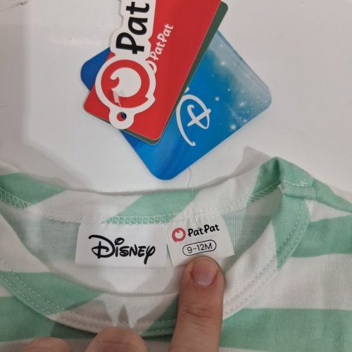TODDLER PATPAT DISNEYS THE LION KING STRIPED ONESIE - 9-12M - MINT GREEN / WHITE image 2