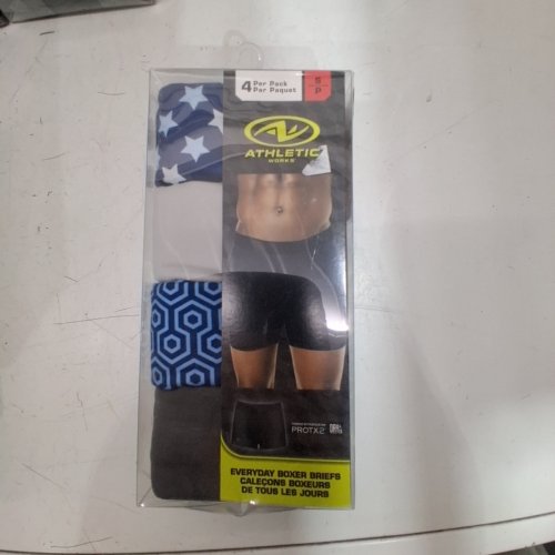 4PK MEN'S ATHLETIC WORKS EVERYDAY BOXER BRIEFS - SMALL - ASSORTED BLUE/GREY image 2