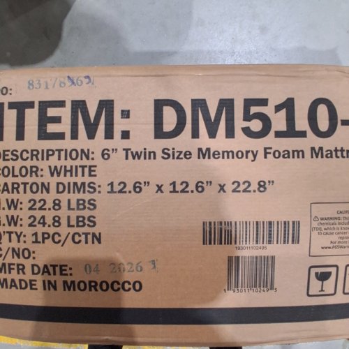 ARTEMISIA MEMORY FOAM MATTRESS - 6" TWIN - WHITE (MODEL: DM510-T) image 4