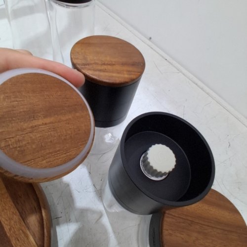 6PC TRUDEAU SEASONING STATION WITH ACACIA WOOD LAZY SUZAN BASE image 3