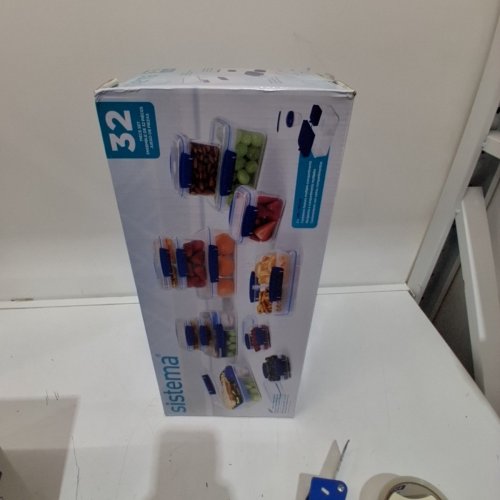 30PC SISTEMA FOOD STORAGE CONTAINERS - ASSORTED SIZES - CLEAR/BLUE (MODEL: 2033087) image 4