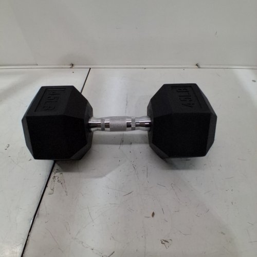 AMAZON BASICS RUBBER ENCASED EXERCISE & FITNESS HEX DUMBBELL - 45 LBS - BLACK image 2