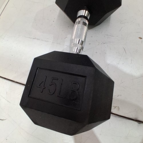 AMAZON BASICS RUBBER ENCASED EXERCISE & FITNESS HEX DUMBBELL - 45 LBS - BLACK image 3