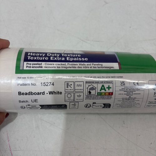 WALL DOCTOR PAINTABLE BEADBOARD PAINTABLE WALLPAPER - 56 SQ.FT - WHITE (MODEL: 15274) image 2