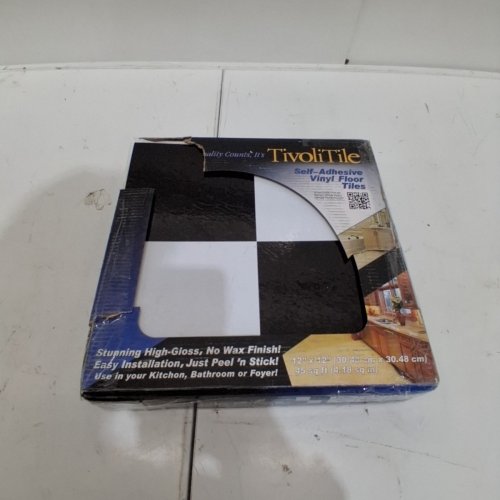 45PK TIVOLI PEEL & STICK SELF ADHESIVE VINYL FLOOR TILES - 12" EACH - BLACK AND WHITE - (MODEL: FTVSO10345) image 2
