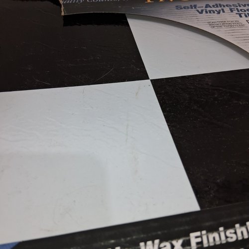 45PK TIVOLI PEEL & STICK SELF ADHESIVE VINYL FLOOR TILES - 12" EACH - BLACK AND WHITE - (MODEL: FTVSO10345) image 3