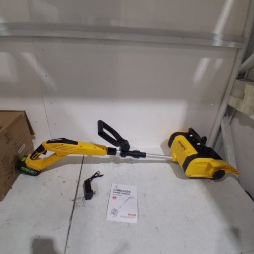 YSMJ CORDLESS ELECTRIC SHOW SHOVEL WITH ADJUSTABLE DIRECTIONAL PLATE AND SKIS FOR EASIER MOVEABILITY WITH 2 BATTERIES AND CHARGER - 14"W, 40V, 30 MIN RUNTIME PER BATTERY - YELLOW (MODEL: CX-SXJ02) image 4