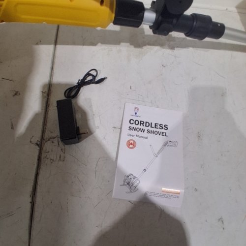 YSMJ CORDLESS ELECTRIC SHOW SHOVEL WITH ADJUSTABLE DIRECTIONAL PLATE AND SKIS FOR EASIER MOVEABILITY WITH 2 BATTERIES AND CHARGER - 14"W, 40V, 30 MIN RUNTIME PER BATTERY - YELLOW (MODEL: CX-SXJ02) image 5