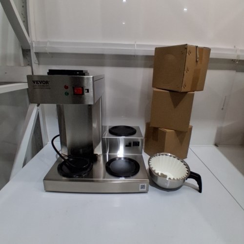 VEVOR COMMERCIAL POUR OVER DRIP COFFEE MAKER MACHINE WITH 3 WARMER PLATES AND 3 GLASS CARAFES - 12CUP - STAINLESS STEEL (MODEL: RBT-386-BD3) image 4