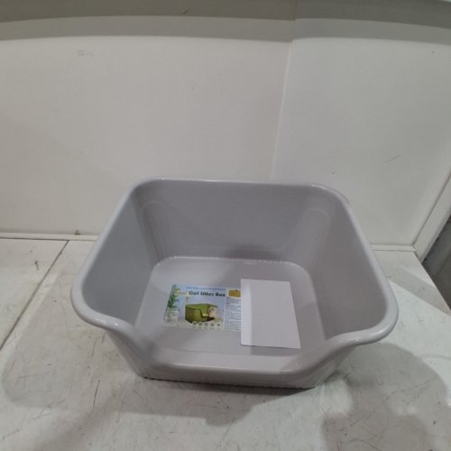 VEALIND OPEN TOP CAT LITTER TRAY WITH HIGH SIDES AND LOW ENTRY - 17" X 14" X 8" - GREY image 2