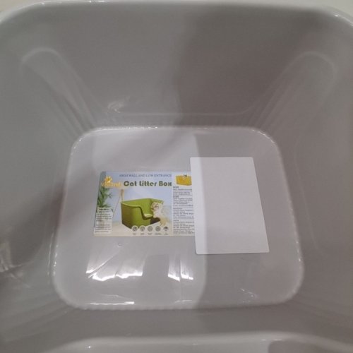 VEALIND OPEN TOP CAT LITTER TRAY WITH HIGH SIDES AND LOW ENTRY - 17" X 14" X 8" - GREY image 3
