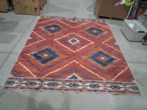 SOUTHWESTERN PATTERN WASHABLE AREA RUG WITH NON-SLIP BACKING - 8FT X 10FT - RED/BLUE image 2
