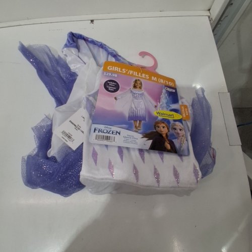 GIRLS ELSA COSTUME - MEDIUM (8/10) - WHITE/PURPLE image 2