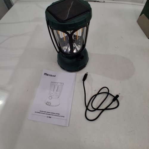 MESQOOL SOLAR HAND CRANK CAMPING LANTERN - ADJUSTABLE BRIGHTNESS, 6000MAH, PHONE CHARGER - DARK GREEN (MODEL: CL7000) image 3