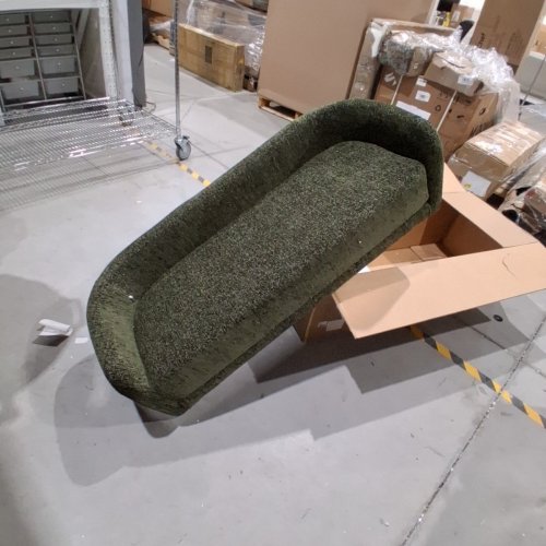 BOUCLAIR FABRIC UPHOLSTERED BENCH WITH METAL LEGS - GREEN image 3