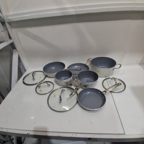 10PC CUISINART ARTISAN ELITE PRO FORGED ALUMINIUM COOKWARE - ASSORTED SIZES - WHITE (MODEL: 1981675) image 2