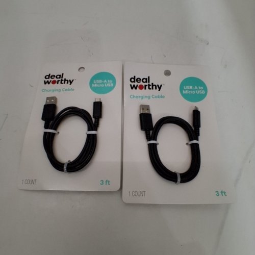 2 DEALWORTHY USB-A TO MICRO USB CHARGING CABLE - 3FT - BLACK image 2