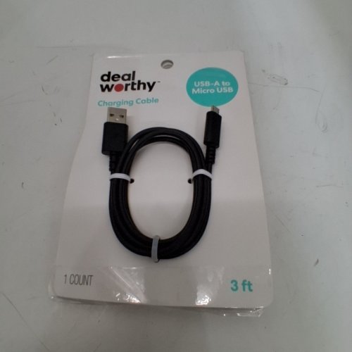 2 DEALWORTHY USB-A TO MICRO USB CHARGING CABLE - 3FT - BLACK image 5
