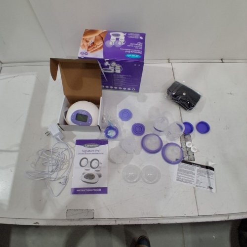 LANSINOH SIGNATURE PRO PORTABLE DOUBLE ELECTRIC BREAST PUMP WITH LCD SCREEN | 3 POWER MODES, FLANGES, 2 BOTTLES - PURPLE/WHITE (MODEL: 44677-0530-90) image 3