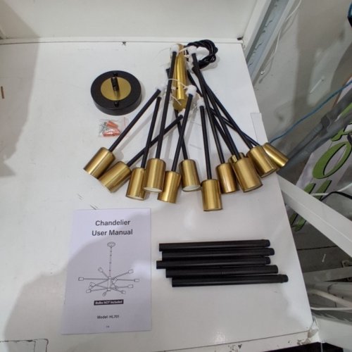 TIOOLO SPUTNIK MID CENTURY CHANDELIER - 33" X 21" - BLACK AND GOLD (MODEL: HL701) image 3