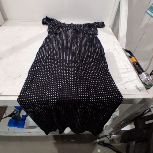 WOMEN'S GEORGE POLKA DOT RUFFLE TANK MAXI DRESS- MEDIUM - BLACK / WHITE (STYLE: GRS64081LD) image 2