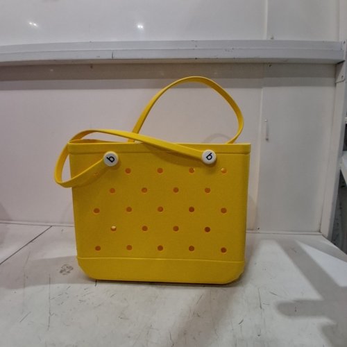 RUBBER EVA WATERPROOF BEACH TOTE BAG - LARGE - 15" X 9" X 12" - YELLOW image 2