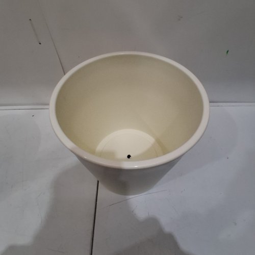 THRESHHOLD WIDE AESTHETIC PLANTER WITH DRAIN HOLE- 12" - WHITE image 3