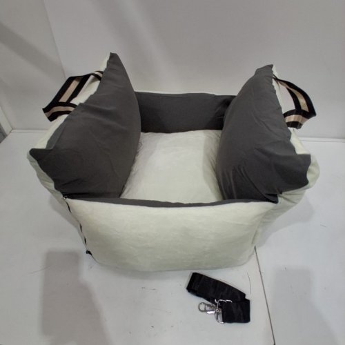 PLUSH PET BED - SMALL - CREAM AND BLACK image 2