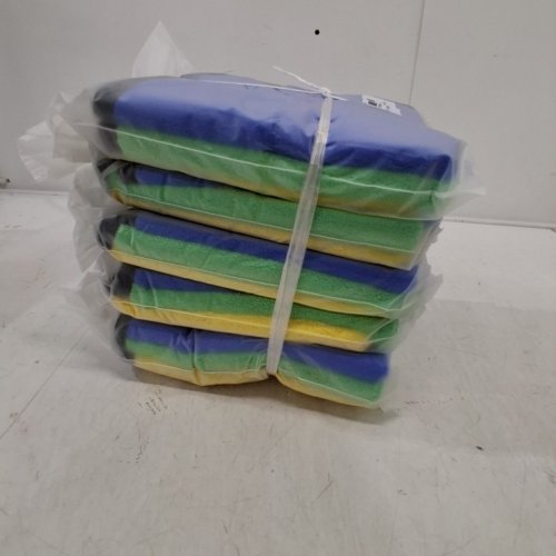 5 (3PK) PREMIUM MICROFIBER CLEANING CLOTH FOR CAR, KITCHEN, GLASS - 12" - GREEN / BLUE / YELLOW image 2