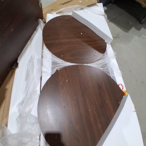 ON BRILL ROUND DINING TABLE WITH WOOD STRIP BASE - 47" X 29.5" WALNUT BROWN (MODEL: KD-101-VA-120) image 4