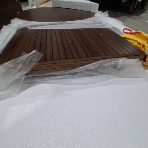 ON BRILL ROUND DINING TABLE WITH WOOD STRIP BASE - 47" X 29.5" WALNUT BROWN (MODEL: KD-101-VA-120) image 5