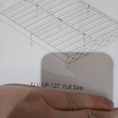 KEYLUV UPHOLSTERED FAUX LEATHER LOW PROFILE BED FRAME WITH LED LIGHTS - 79.1" X 57.5" X 42.1-44.1" - FULL SIZE - WHITE (MODEL: KLV-UP-127) image 5