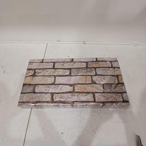 12PK COMMOMY FAUX BRICK STYROFOAM 3D DECORATIVE WALL PANEL - 12" X 23" - TAN, BROWN AND WHITE image 2