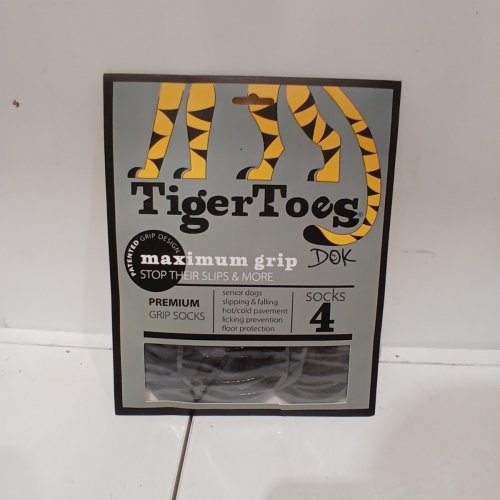 4PK DOG DOK TIGER TOES PREMIUM NON SLIP SOCKS - EXTRA LARGE - BLACK image 3