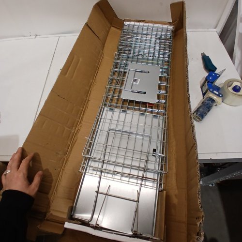HUMANE ANIMAL TRAP - GALVANIZED IRON - 31" X 10" X 12" - SILVER (MODEL: LB-28A) image 2