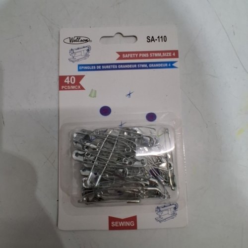 (12) 40PC WELLSON SAFETY PINS - 57MM - SIZE 4 - SILVER image 3