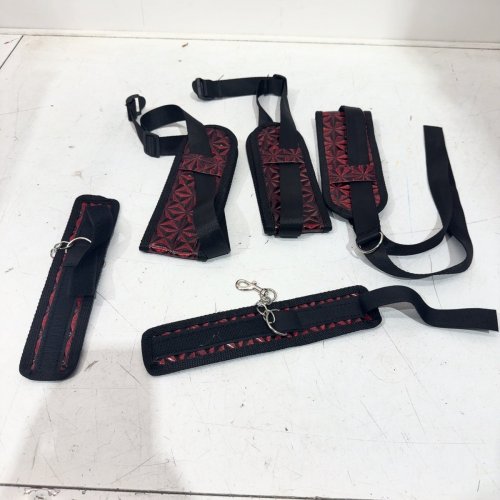 BDSM SEX BED RESTRAINTS BONDAGE STRAPS - RED / BLACK image 2