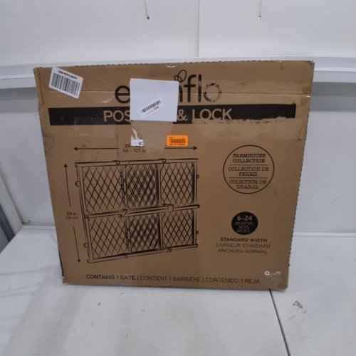 EVENFLO POSITION & LOCK ADJUSTABLE WOOD BABY GATE FARMHOUSE COLLECTION - 26" - 42" - RUSTIC BROWN (MODEL: 2026900) image 3