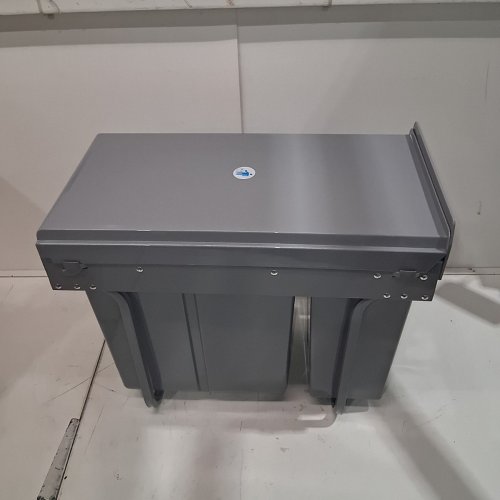 KOSIEHOUSE PULL OUT DUAL SLIDE OUT GARBAGE CAN WITH LID - 30L - 28" - GREY (MODEL:N002) image 2