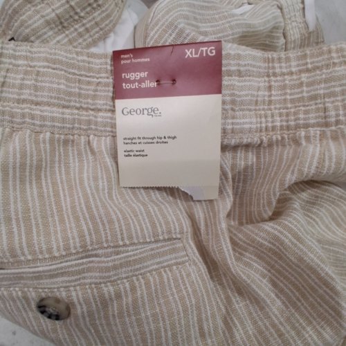 MEN'S GEORGE RUGGER STRAIGHT-FIT ELASTIC-WAIST SHORTS - EXTRA LARGE - BEIGE image 3